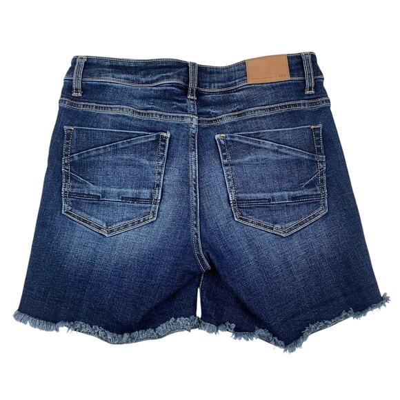 BKE Payton Jean Shorts Stretch Dark Wash Denim Blue Frayed Hem Women's 25 - Picture 4 of 9